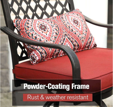 Alora 6-Piece Outdoor Patio Bar Set Dining Table With Umbrella & Swivel Bar Stools