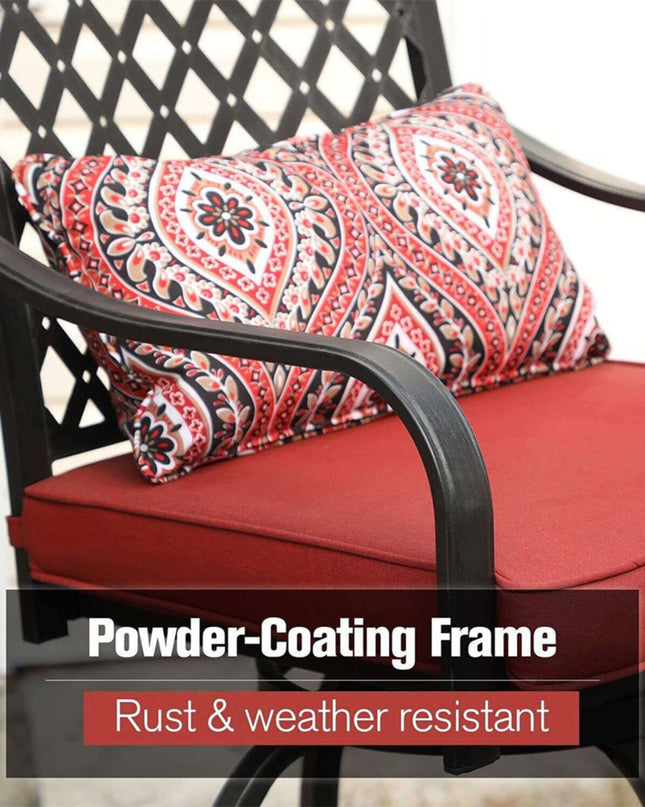 Alora 6-Piece Outdoor Patio Bar Set Dining Table With Umbrella & Swivel Bar Stools