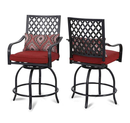 Alora 6-Piece Outdoor Patio Bar Set Dining Table With Umbrella & Swivel Bar Stools