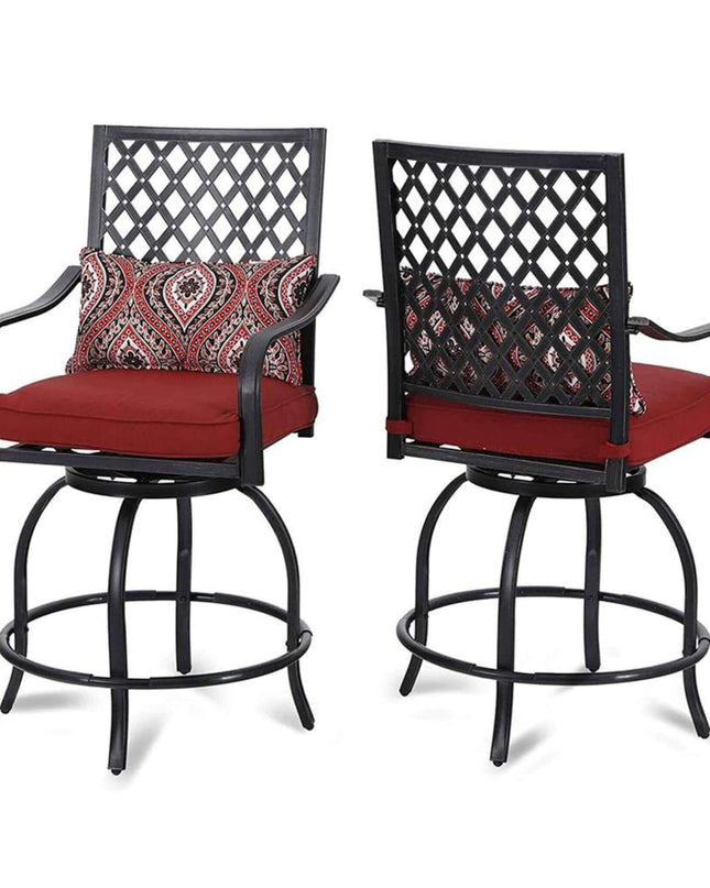 Alora 6-Piece Outdoor Patio Bar Set Dining Table With Umbrella & Swivel Bar Stools