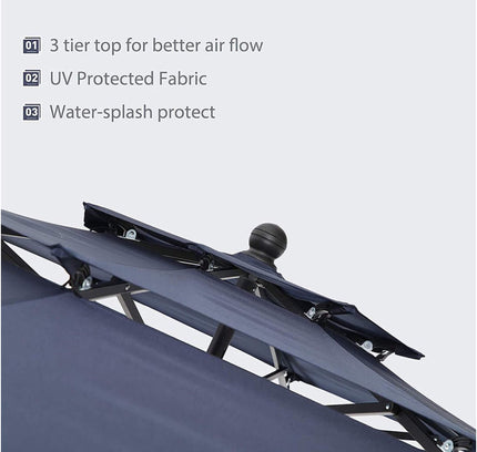 Alora 6-Piece Outdoor Patio Bar Set Dining Table With Umbrella & Swivel Bar Stools