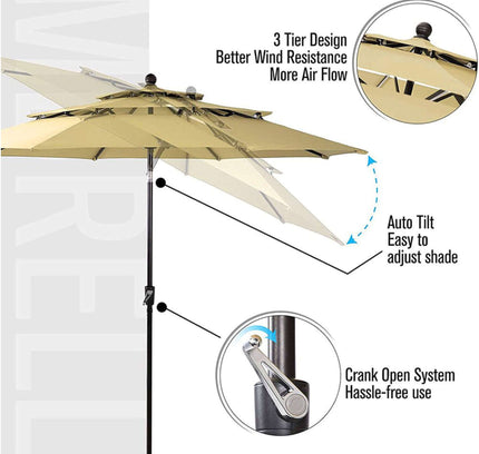 Alora 6-Piece Outdoor Patio Bar Set Dining Table With Umbrella & Swivel Bar Stools