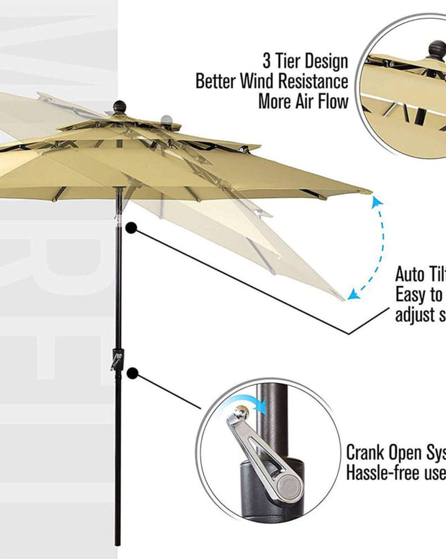Alora 6-Piece Outdoor Patio Bar Set Dining Table With Umbrella & Swivel Bar Stools