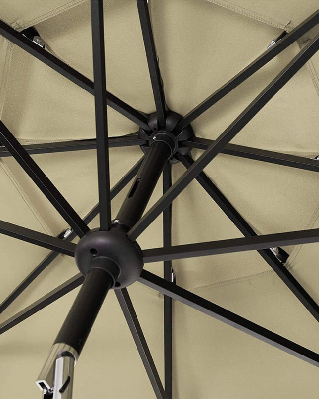 Alora 6-Piece Outdoor Patio Bar Set Dining Table With Umbrella & Swivel Bar Stools