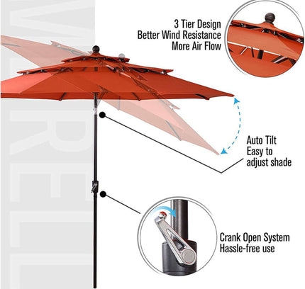 Alora 6-Piece Outdoor Patio Bar Set Dining Table With Umbrella & Swivel Bar Stools