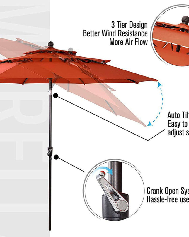 Alora 6-Piece Outdoor Patio Bar Set Dining Table With Umbrella & Swivel Bar Stools