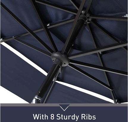 Alora 6-Piece Outdoor Patio Bar Set Dining Table With Umbrella & Swivel Bar Stools