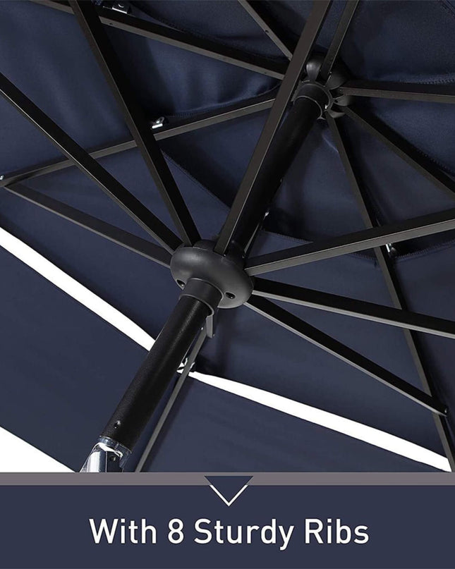 Alora 6-Piece Outdoor Patio Bar Set Dining Table With Umbrella & Swivel Bar Stools