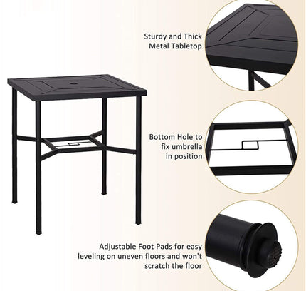 Alora 6-Piece Outdoor Patio Bar Set Dining Table With Umbrella & Swivel Bar Stools