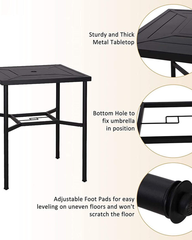 Alora 6-Piece Outdoor Patio Bar Set Dining Table With Umbrella & Swivel Bar Stools