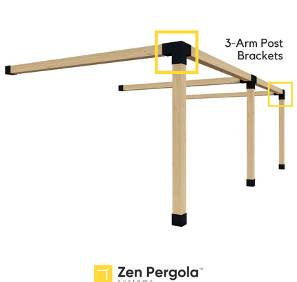 Pergola 3-Arm Post Bracket (for 6x6 Wood Posts)