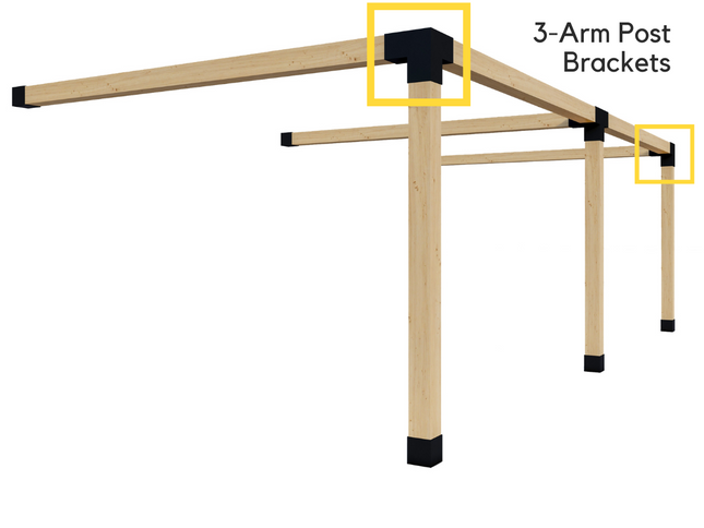 Pergola 3-Arm Post Bracket (for 6x6 Wood Posts)