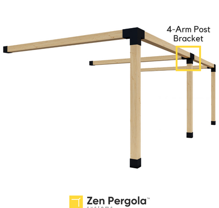 Pergola 4-Arm Post Bracket (for 6x6 Wood Posts)