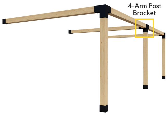 Pergola 4-Arm Post Bracket (for 6x6 Wood Posts)