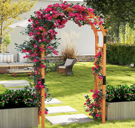 7.7 Ft Garden Arch Wooden Arbor for Climbing Plants
