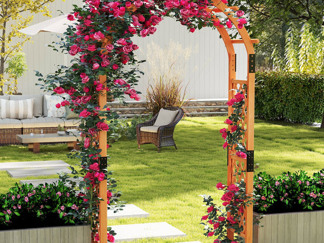 7.7 Ft Garden Arch Wooden Arbor for Climbing Plants