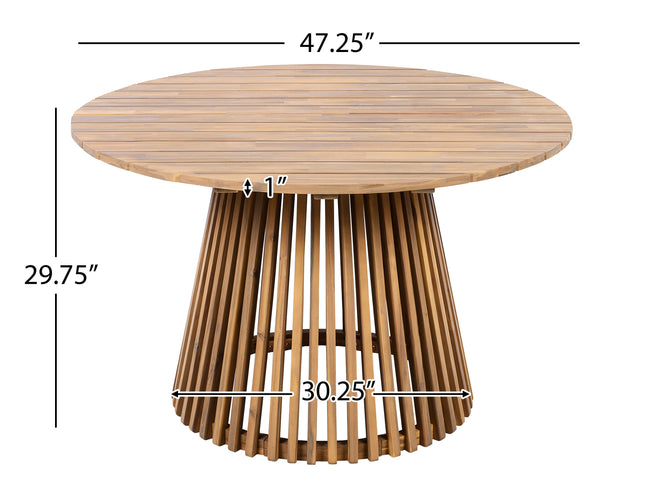 5-Piece Acacia Wood Outdoor Dining Set with Braided Chairs & Round Table — Grey