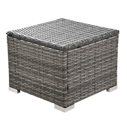 10-Piece Outdoor Rattan Conversation Set with Acacia Coffee Table, Seats 8-9