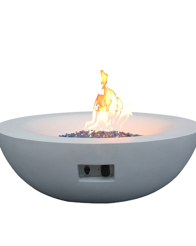 42 Inch Outdoor Concrete Propane gas Fire Pit bowl in Antique white color