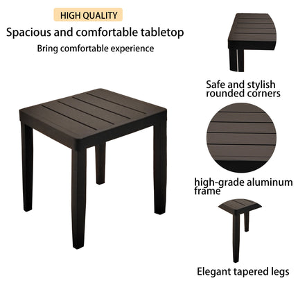 3PC Outdoor Aluminum Patio Furniture Chaise Lounge Set 2 Chaise & 1 End Table