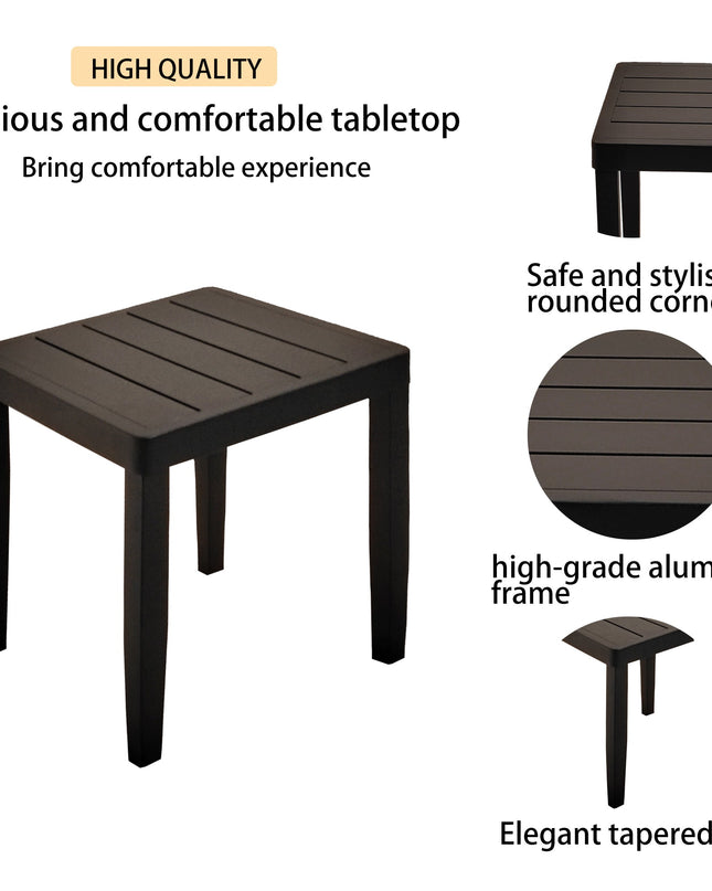 3PC Outdoor Aluminum Patio Furniture Chaise Lounge Set 2 Chaise & 1 End Table