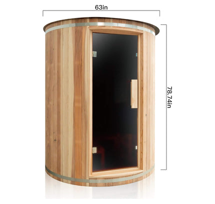 Thermora Barcelona Premium 78-Inch 4-Person Cedar Wood Outdoor Vertical Barrel Sauna With 6KW Heater, LED Lights And Stones (SAK74813)