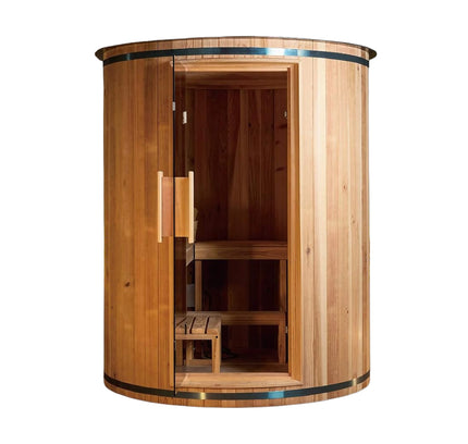 Thermora Barcelona Premium 78-Inch 4-Person Cedar Wood Outdoor Vertical Barrel Sauna With 6KW Heater, LED Lights And Stones (SAK74813)