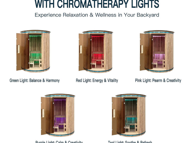 Barcelona Premium 78-Inch 4-Person Cedar Wood Outdoor Vertical Barrel Sauna With 6KW Heater, LED Lights And Stones (SAK74813)