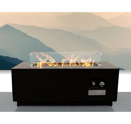 Modern Steel Outdoor Fire Pit Table with Lid, Black