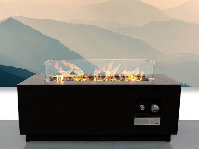 Modern Steel Outdoor Fire Pit Table with Lid, Black