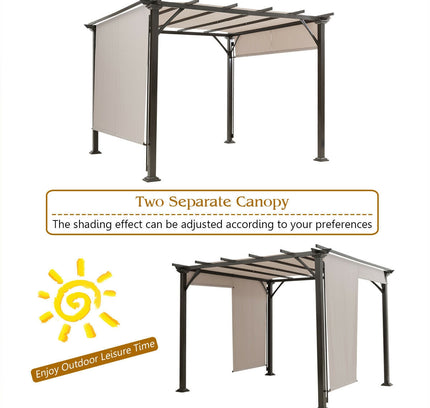 10 x 10 Feet Metal Frame Pergola - Beige