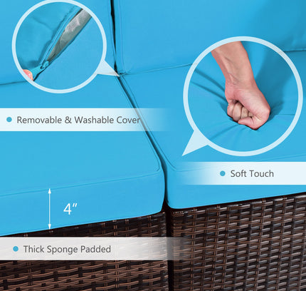 7-Piece Patio Set with 35" Gas Fire Pit Table & Cover, Turquoise