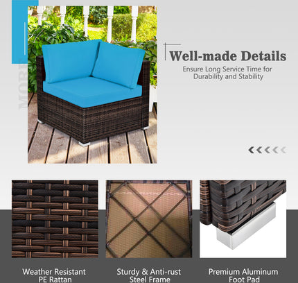 7-Piece Patio Set with 35" Gas Fire Pit Table & Cover, Turquoise