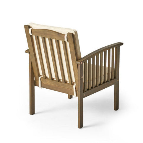 5-Piece Acacia Wood Outdoor Club Chair Dining Set with Round Table — Grey