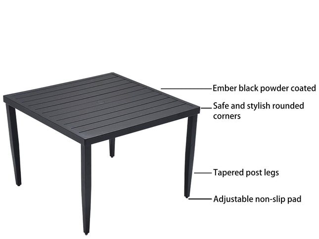 Outdoor Modern Dining Set, Chairs Sunbrella Cushioned And Dining Table With Umbrella Hole