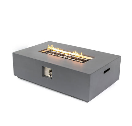 Volon Modern Rectangular Fire Pit Table in Light Gray