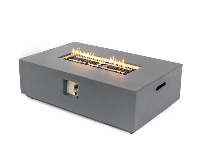 Volon Modern Rectangular Fire Pit Table in Light Gray