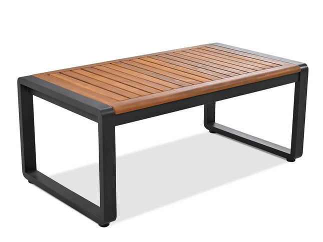 4-Piece Outdoor Conversation Set, Metal Frame & Acacia Wood Table, Seats 5