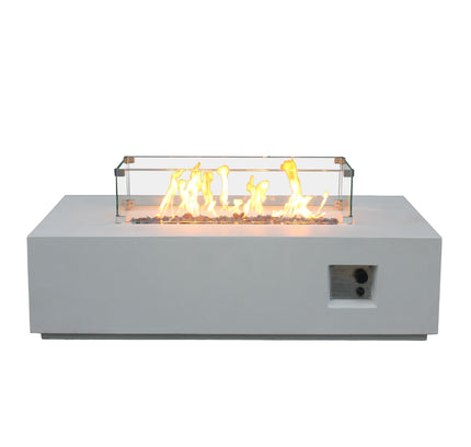 52 Inch Outdoor Concrete Propane gas rectangle Fire Pit table in Antique white color