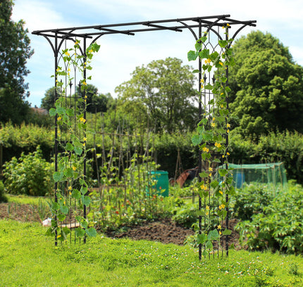 81" Garden Arbor Metal Archway for Climbing Plants-Black