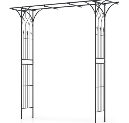 81" Garden Arbor Metal Archway for Climbing Plants-Black