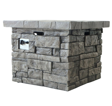 Outdoor Square Propane Fire Pit Table | Gray | 40,000 BTU