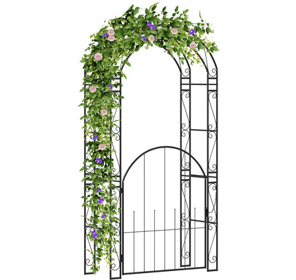 84" Tall Garden Arch Metal Arbor Archway with Gate
