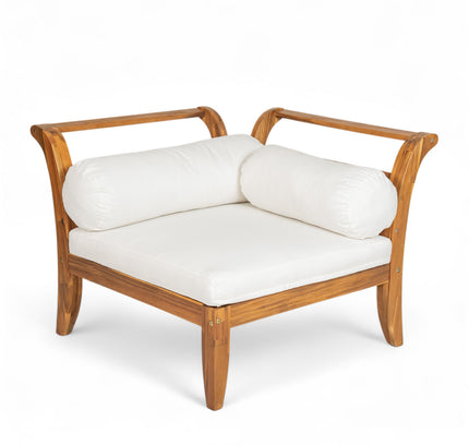 6-Piece Acacia Wood Outdoor Modular Sectional with Daybed Configuration & Tea Table