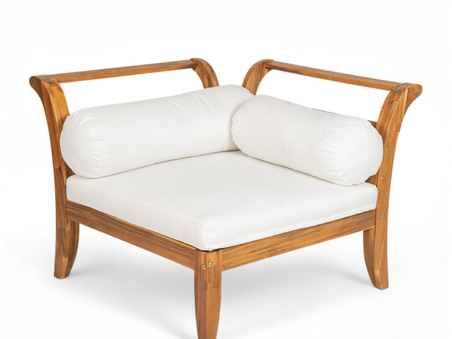 6-Piece Acacia Wood Outdoor Modular Sectional with Daybed Configuration & Tea Table