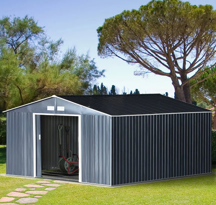 Outsunny 11x12 ft Garden Storage Shed with Sliding Doors