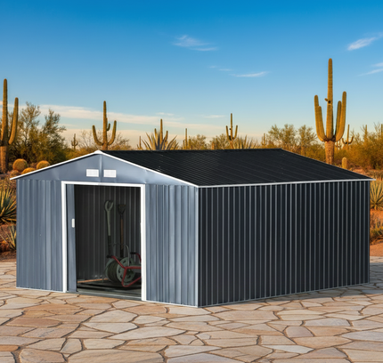 Outsunny 11x12 ft Garden Storage Shed with Sliding Doors