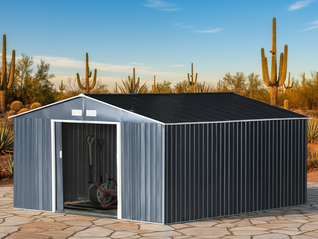 Outsunny 11x12 ft Garden Storage Shed with Sliding Doors