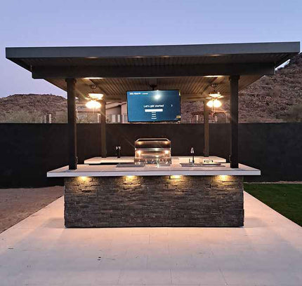 KoKoMo Big Island Sports Bar Outdoor Kitchen Grill – Dual 55” TVs + Built-In BBQ