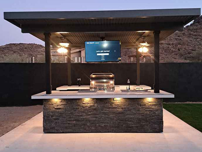 KoKoMo Big Island Sports Bar Outdoor Kitchen Grill – Dual 55” TVs + Built-In BBQ